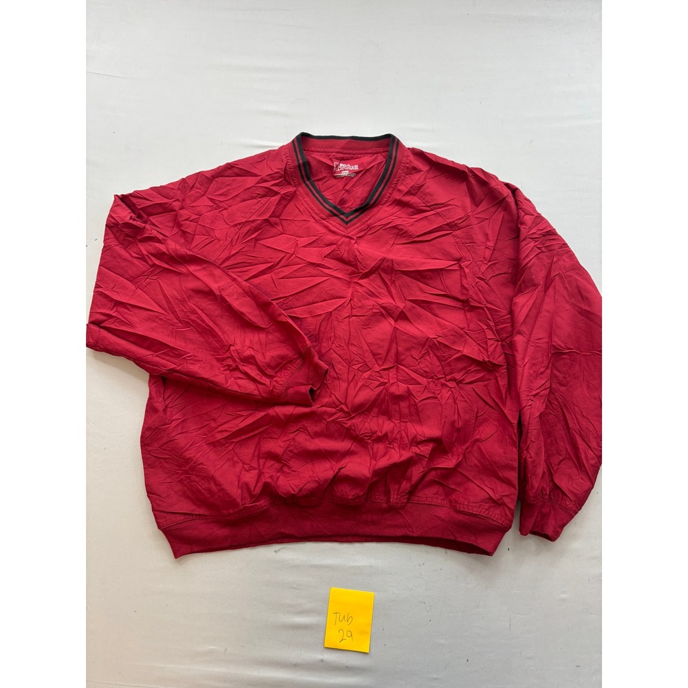 PGA Tour Mens V-Neck Golf Windshirt Pullover Red Size Medium Long Sleeve